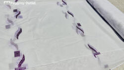 fuggonyoutlet Méteráru, Zelis, Voile, fehèr alapon lila, 280 cm