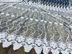 fuggonyoutlet Méterárú, Csipkés Függöny, fehér, 280 Magas (Kar tanesi 3D)