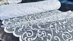 fuggonyoutlet Méteráru, Vitrázs Függöny, Zsakar, Indás, fehér 80 cm