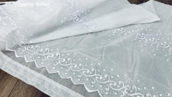 fuggonyoutlet Méteráru, hímzett, Voile, fehèr, 160 cm