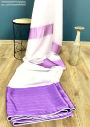 fuggonyoutlet Voile, fehér alapon lila ezüst Csíkos, 300x260 cm