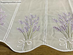 fuggonyoutlet Méteráru, Vitrázs Függöny, himzett Levendula fehér lila, 45 cm