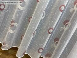 fuggonyoutlet Voile, Karika, 5044, fehér alapon bordó, 300x260 cm