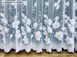 fuggonyoutlet Méteráru, falevél, Vitrázs Függöny, Zsakar, fehér, 120 cm