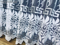 fuggonyoutlet Görög minta, fehér alapon szürke, 200x175 cm