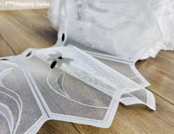 fuggonyoutlet Méteráru, Vitrázs Függöny, Zsakar, virágos szürke, 30 cm