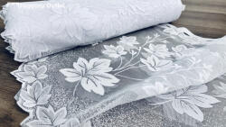 fuggonyoutlet Méteráru, falevél, Vitrázs Függöny, Zsakar, fehér, 60 cm