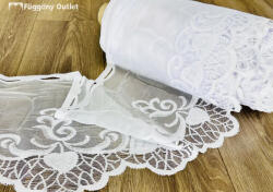 fuggonyoutlet Méteráru, Vitrázs Függöny, Zsakar, leveles, fehér, 32 cm