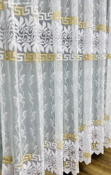 fuggonyoutlet Görög minta, fehér alap arany, 300x250 cm