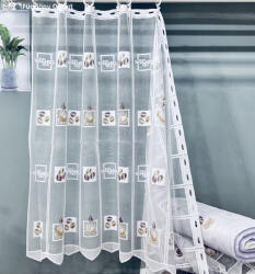fuggonyoutlet Méteráru, kávés , Vitrázs Függöny, Zsakar, fehér, 120 cm