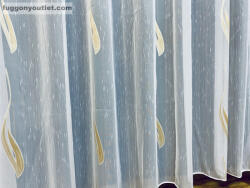 fuggonyoutlet Voile, Seda, fehér alapon arany, 300x260 cm