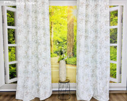 fuggonyoutlet Sötétítő, Rózsa Selyem Tört fehér alapon Mentazöld barna, 140x260 cm, 2db-os csomag