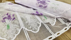 fuggonyoutlet Méteráru, Vitrázs Függöny, Zsakar, Levendula fehér alapon lila, 120 cm