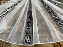 fuggonyoutlet Voile, Görög minta, fehér fekete, 400x260 cm