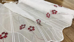 fuggonyoutlet Méteráru, Vitrázs Függöny, voile, bordo virág , 60 cm