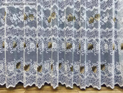 fuggonyoutlet Szőlőlevél, fehér alapon barna, 300x155 cm