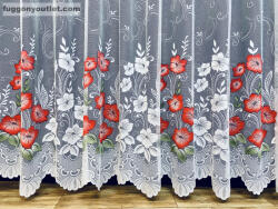 fuggonyoutlet Pipacsvirág, fehér alapon piros, 500x250 cm