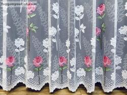 fuggonyoutlet Rózsaszál, fehér alapon Rózsa, 400x250 cm