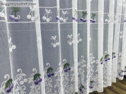 fuggonyoutlet Meggy, fehér alapon lila, 200x175 cm