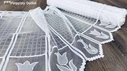 fuggonyoutlet Méteráru, Vitrázs Függöny, Zsakar, tulipán fehér, 60 cm