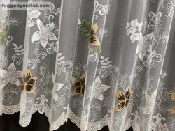 fuggonyoutlet Csillaglevél, fehér alapon barna, 400x250 cm