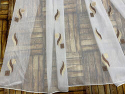 fuggonyoutlet Voile, Zelis, fehér alapon barna arnay, 500x260 cm