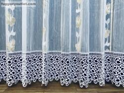 Celen Textil Kft Csipkés Függöny, Harangvirág ( fehér, 30 cm Csipke ) fehér alapon arany, 300x175 cm
