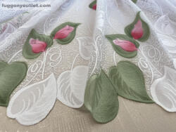 fuggonyoutlet Tulipánlevél, fehér alapon Rózsaszín, -zöld, 500x250 cm