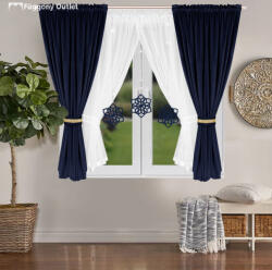 fuggonyoutlet Decor, Szett, fehér voile 400x155 cm, kék dekor 2db 140x160