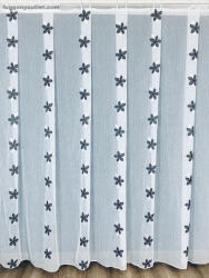 fuggonyoutlet Voile, fehér alapon fekete virágos, 200x210 cm