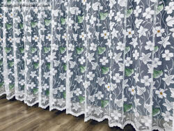 fuggonyoutlet Jácint, fehér alapon zöld, 300x155 cm