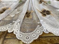 fuggonyoutlet Csillaglevél, fehér alapon barna, 300x155 cm