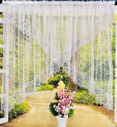 fuggonyoutlet Csipke pano himzett, fehér, 350x150 cm