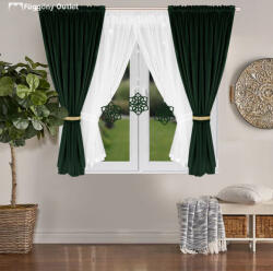 fuggonyoutlet Decor, Szett, fehér függöny 400x155, zöld sötétitő, 2x140x160 cm