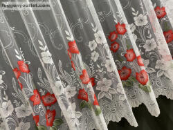 fuggonyoutlet Pipacsvirág, fehér alapon piros, 300x155 cm