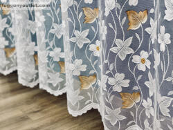 fuggonyoutlet Yaprak, fehér alapon barna Levél, 500x250 cm