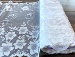 fuggonyoutlet Méteráru, Vitrázs Függöny, Zsakar, Csillag Virág krém, 70 cm