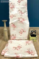 fuggonyoutlet Sötétítő, Rózsa Selyem Tört fehér alapon mályva, 140x260 cm, 2db-os csomag