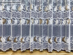 fuggonyoutlet Szevgi, barna, fehér alapon barna, 300x175 cm