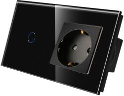 Luxion Intrerupator Simplu + Priza cu Rama din Sticla LUXION SmartElectro IntelligentHouse (LX-ST-101/MP010-B)
