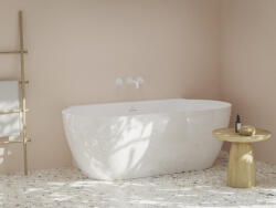 RAVAK Freedom Wall II Tec 170x87, akrilkád, fehér, fehér/fekete/króm lefolyó