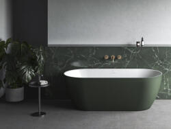 RAVAK Freedom O Tec 170x77 akrilkád, Grey Green/fehér szabadonálló, fehér/fekete/króm lefolyó