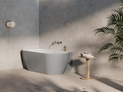 RAVAK Freedom Corner II Tec 175x86 bal, akrilkád, Smoke Grey/fehér, fehér/fekete/króm lefolyó