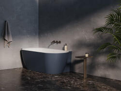 RAVAK Freedom Corner II Tec 175x86 bal, akrilkád, Deepsea Blue/fehér, fehér/fekete/króm lefolyó