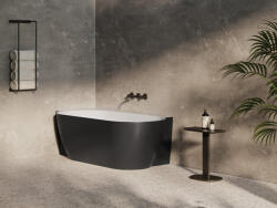 RAVAK Freedom Corner II Tec 175x86 bal, akrilkád, fekete/fehér, fekete/fehér/króm lefolyó