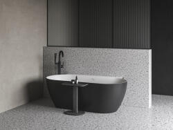 RAVAK Freedom Wall II Tec 170x87, akrilkád, fekete/fehér, fekete/fehér/króm lefolyó