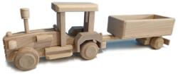 Tonap Jucărie tractor din lemn cu remorcă, fabricat manual, 42 cm (DH8) Decoratiune camera copii