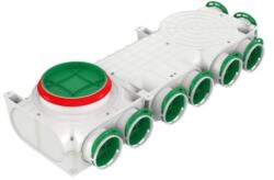  Osztódoboz 90-mm rendszerekhez asszimetrikus 160/8x75mm balos antibakteriális műanyag