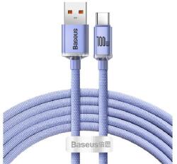 Baseus CRYSTAL SHINE adatkábel (USB - Type-C, 100W, PD gyorstöltő, 120cm, cipőfűző) LILA