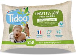 Tidoo nedves törlőkendő, illatmentes, érzékeny bőrre, 58 db